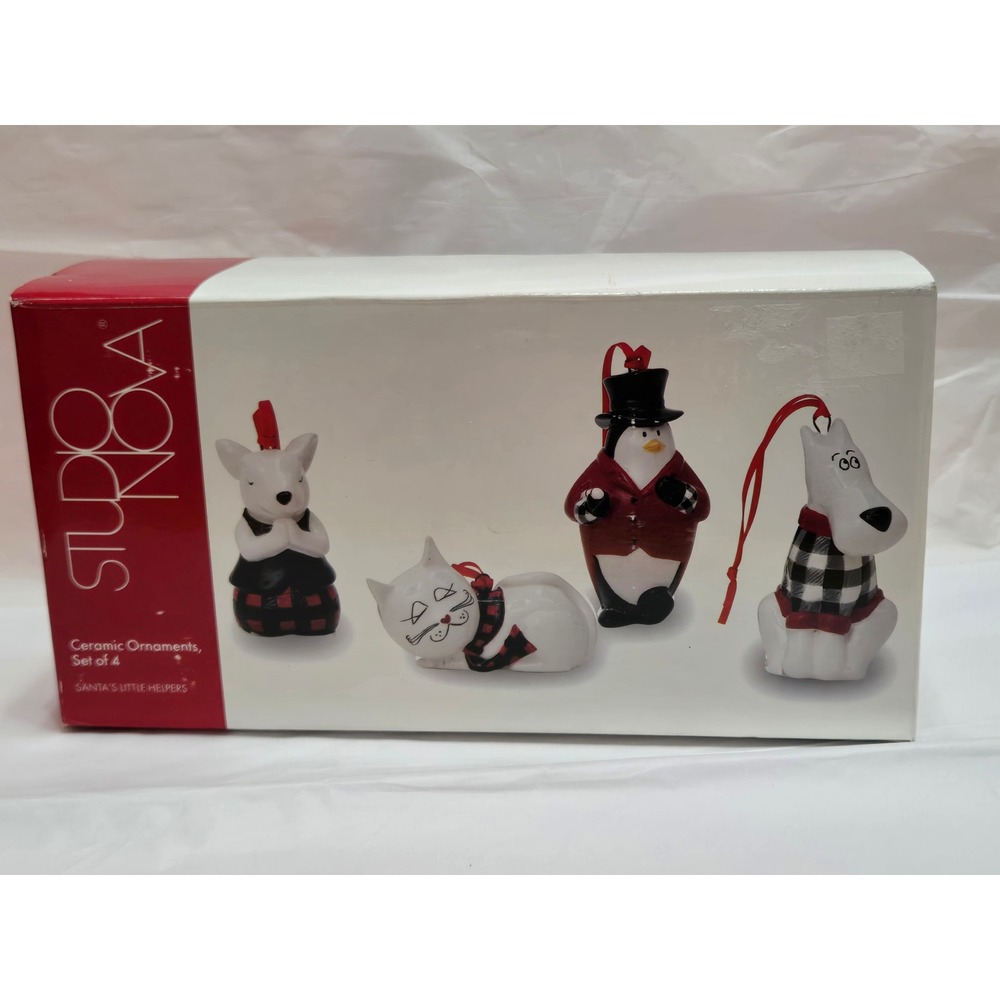 Studio Nova Ceramic Christmas Ornaments Set of 4 Santa's Little Helpers New